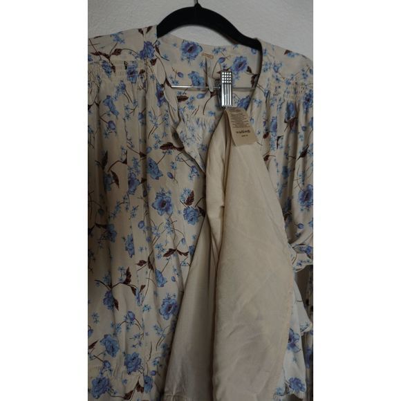 Free People Flower Fields Sz Small Floral Long Sleeve Mini Dress In Ivory - Picture 4 of 9